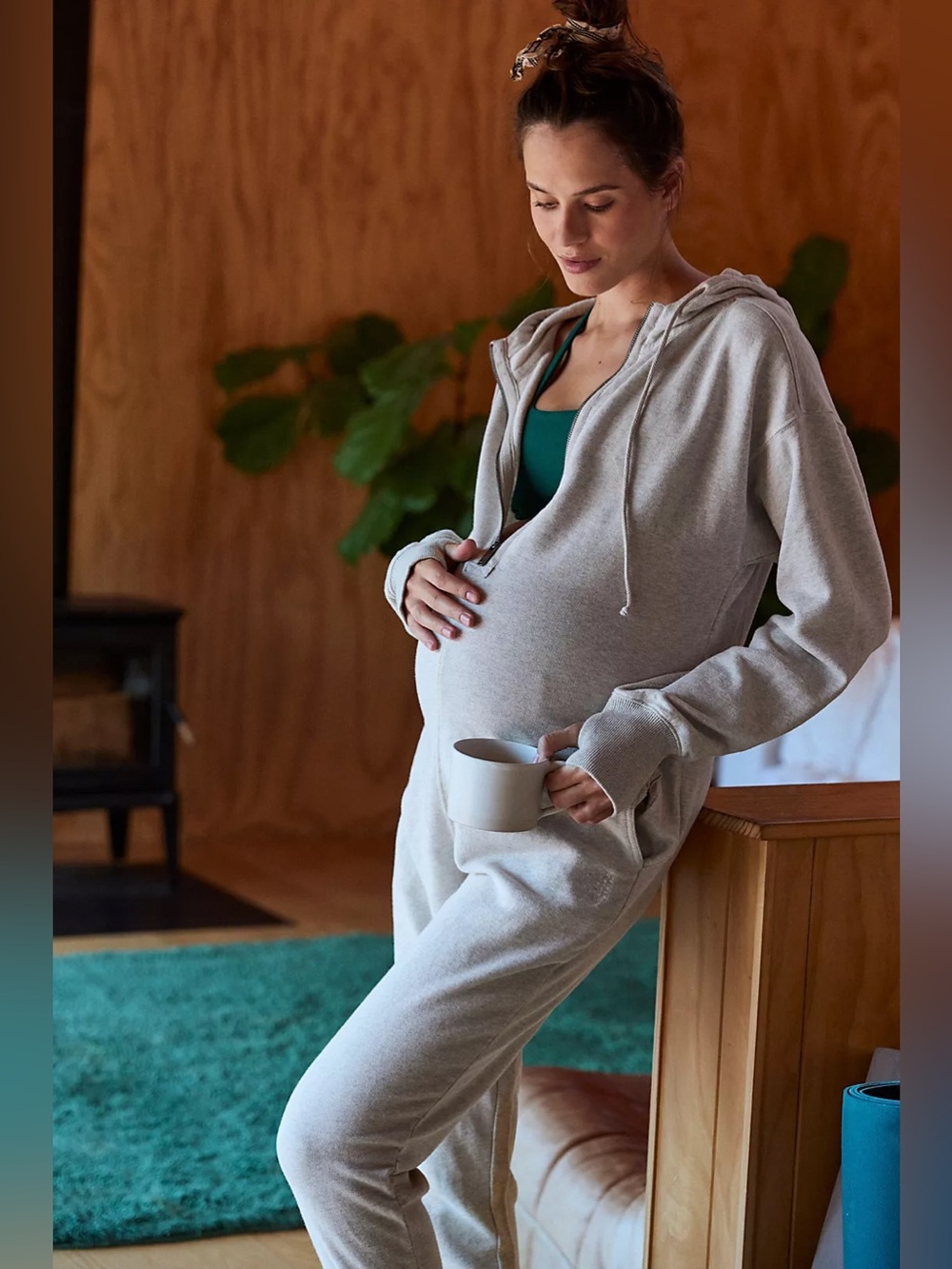 EUC Free People Movement X Hatch Warm Up Jumpsuit Gray Maternity Size Small